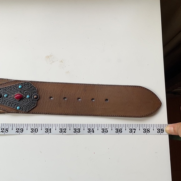 Vintage brown leather handcrafted belt